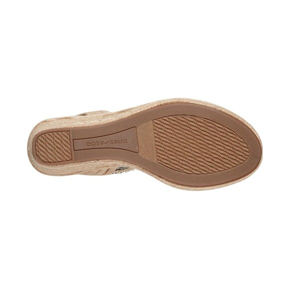 NWT Easy Spirit Womens Ariella Espadrille Wedge Sandals Black / Natural Brown 7M - Picture 5 of 12